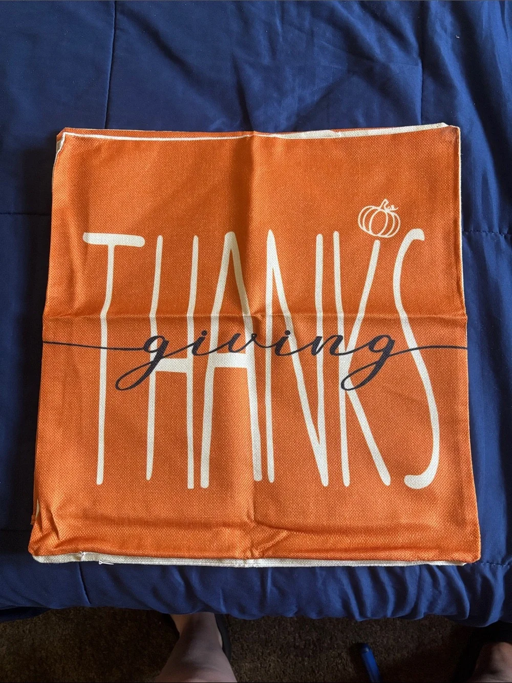 Autumn Pumpkin & Thanks Decorative Pillow Cases- Orange 18”